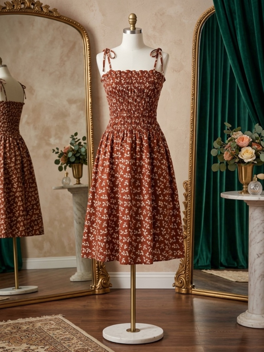 Tory Burch Printed Smocked Cotton Minidress